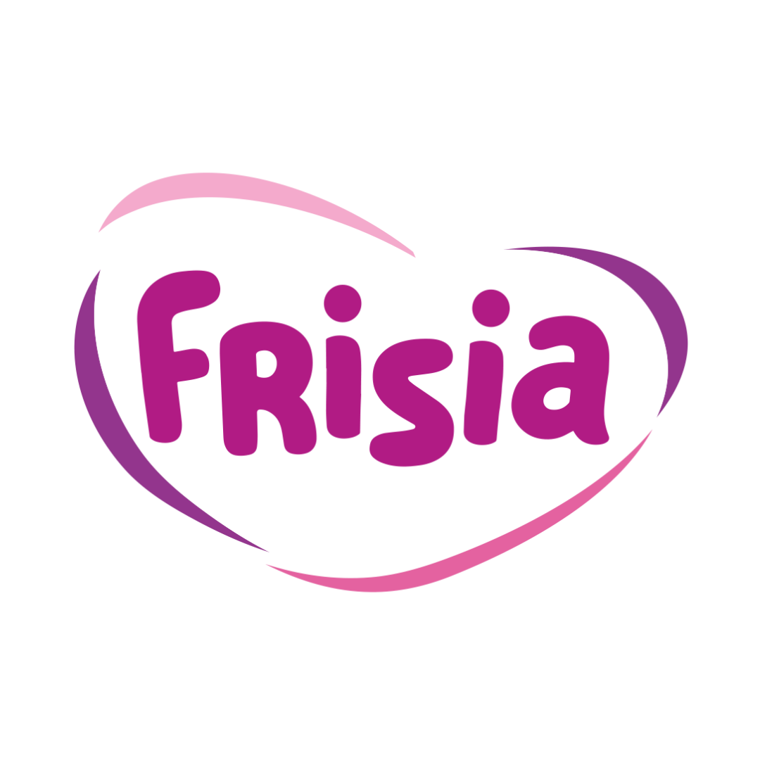 Frisia logo with pink and purple design on a white background
