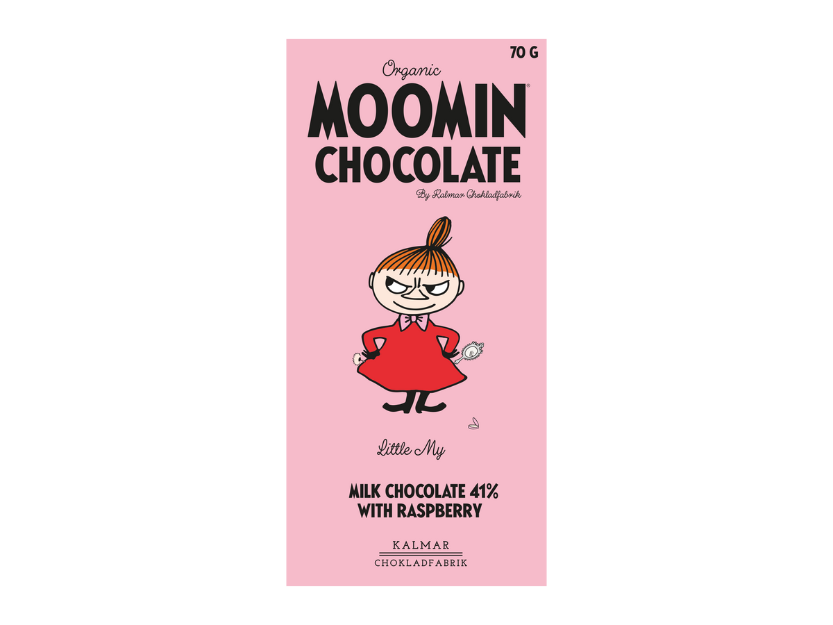 Organic Moomin Chocolate Little My – Milk chocolate 41% with raspberries