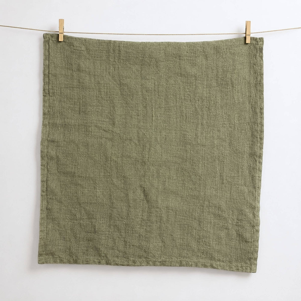 Stone Washed Linen Hemmed Dinner Napkin: Taupe Windowpane