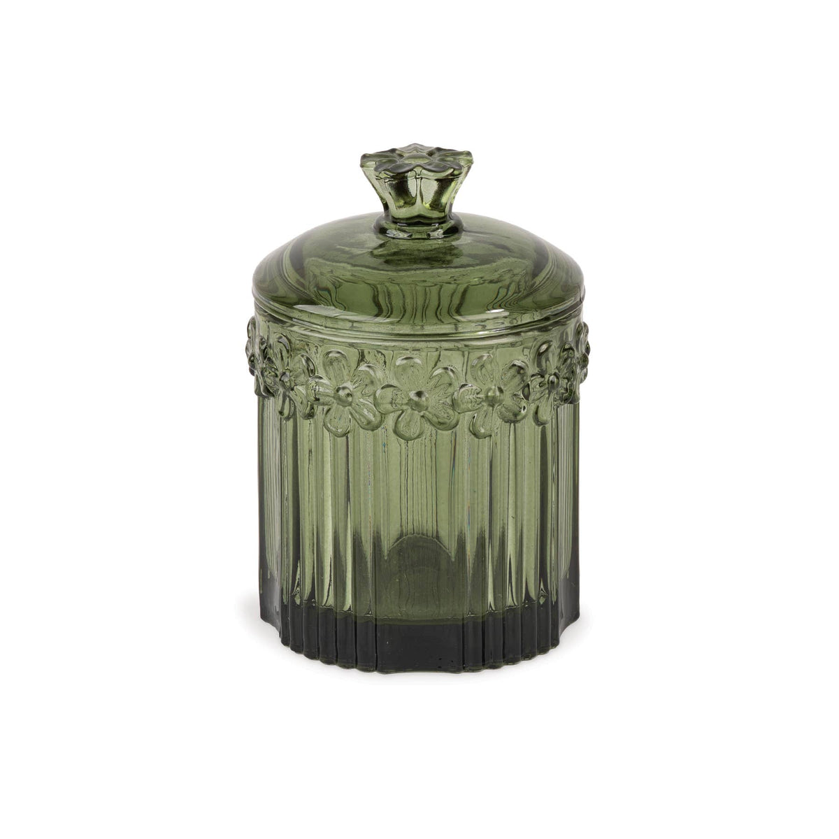 Cottage Bloom Tall Green Vintage Glass Vessel