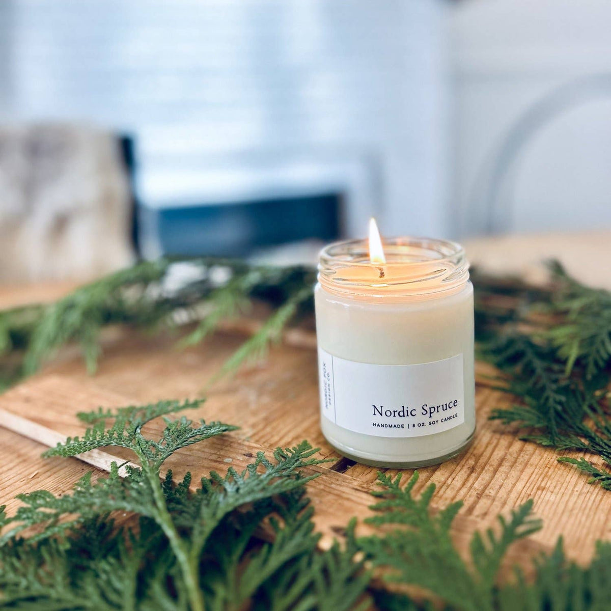 Nordic Spruce Handmade Soy Candle: 8 oz. Jar