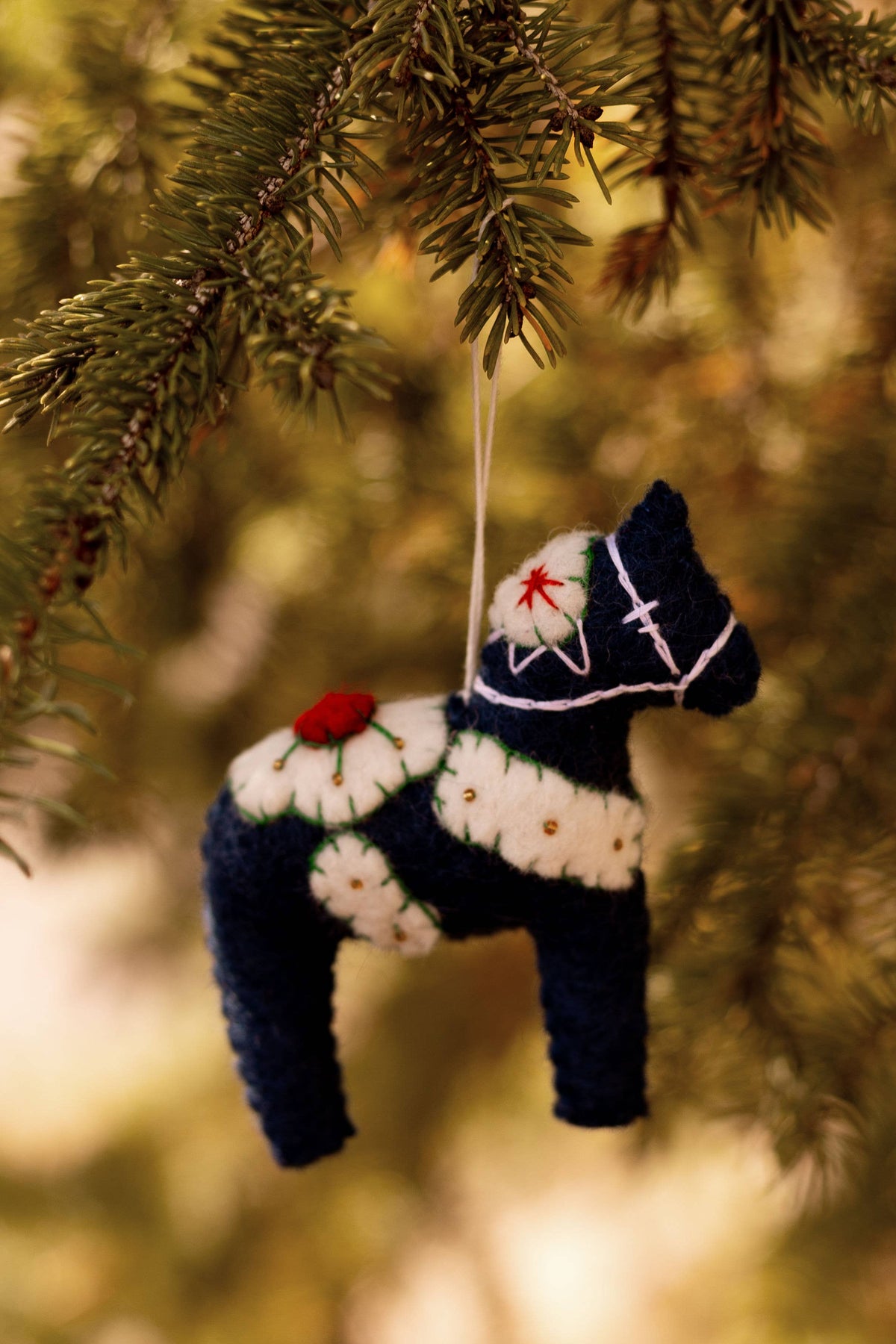 Felt Ornament, Dala Horse, Blue