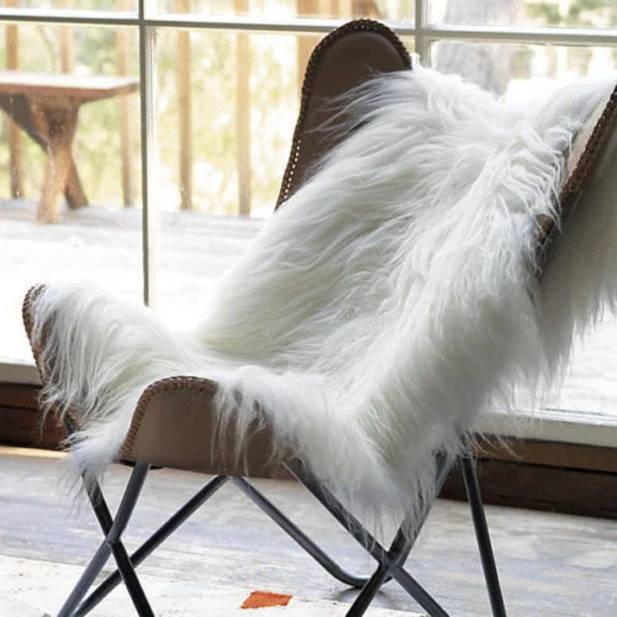 Icelandic Long Wool Sheepskin Rug White-Ivory