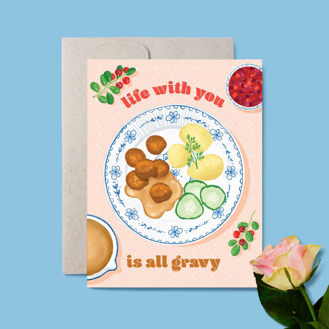 Swedish Meatballs Love & Friendship Card - Punny Foodie Love