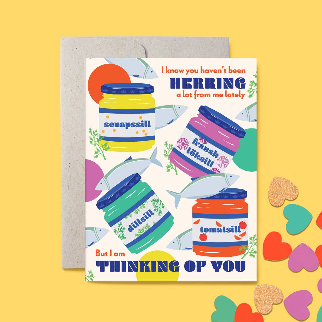 Swedish Herring Pun Thinking Of You Funny Miss You Card