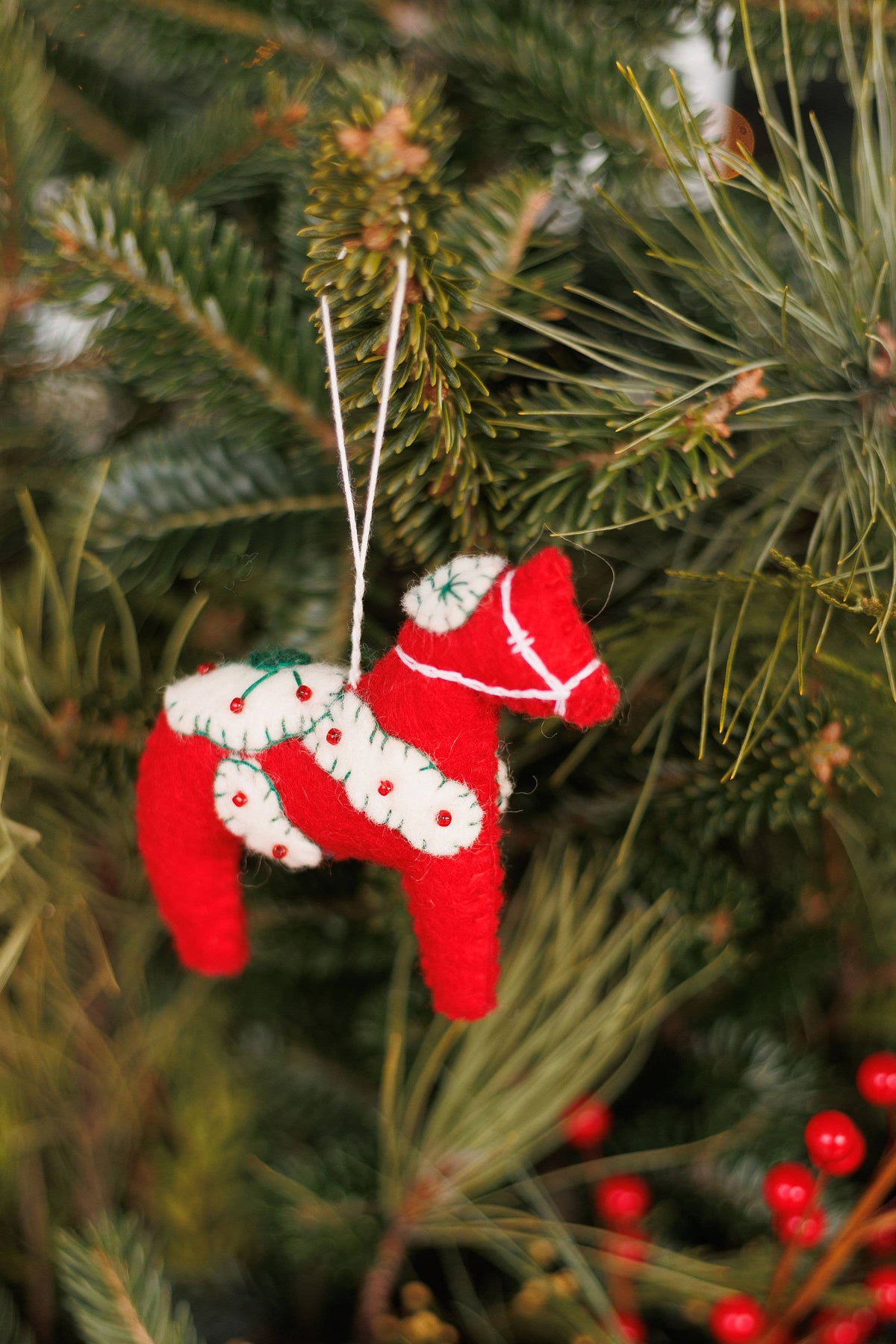Felt Ornament, Dala Horse, Red
