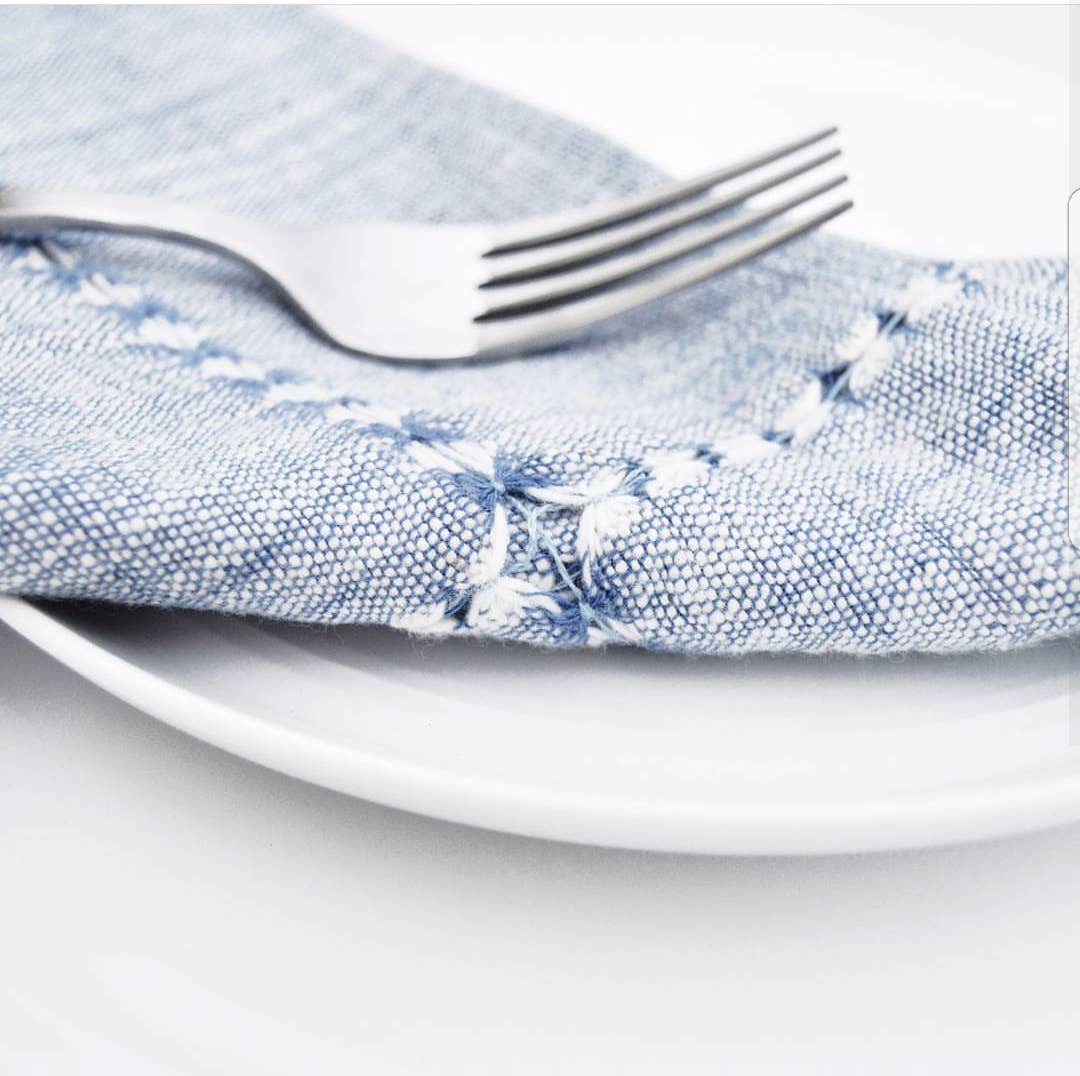 Pulled Cotton Napkin: Blue