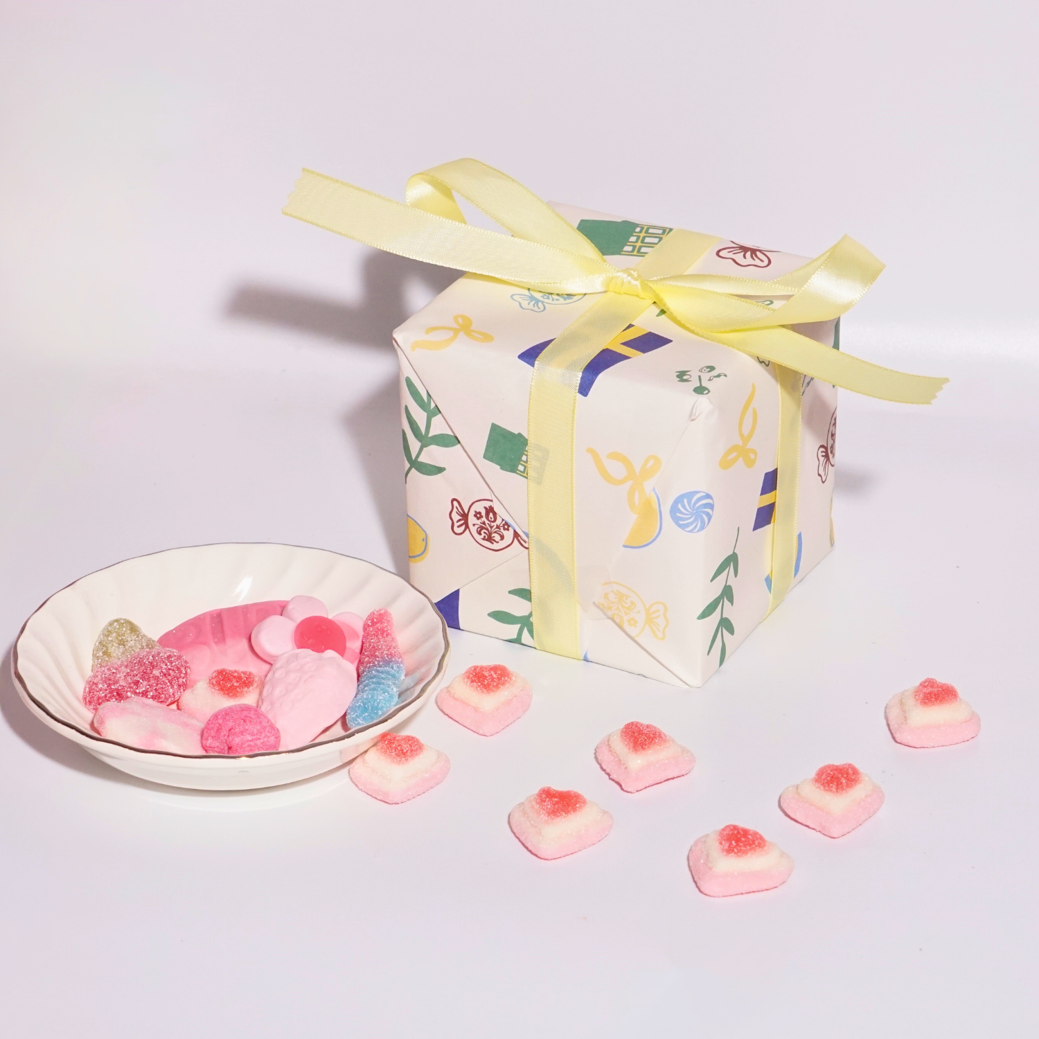 Lilla Swedish Candy Valentine's Day Gift Box with pink and red Sweet and Sour candies