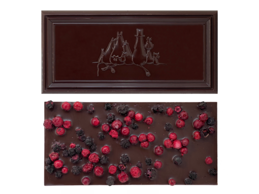 Organic Moomin Chocolate Moomintroll – Dark chocolate 70% with lingonberries and blueberries