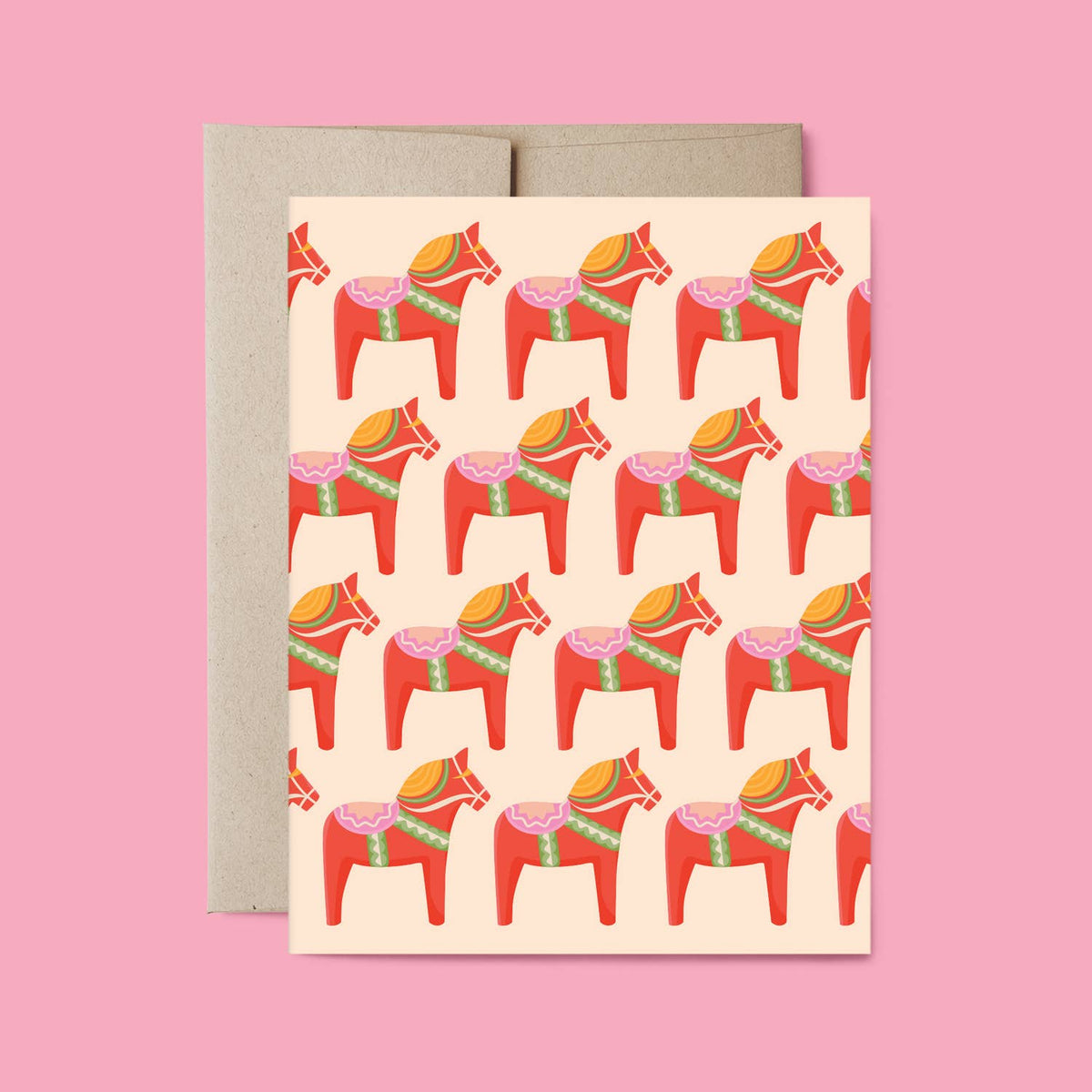 Swedish Dala Horse Pattern Blank Everyday Card