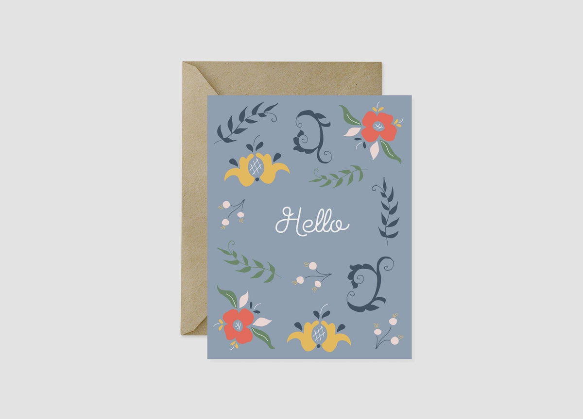 Folk Art Hello Greeting Card