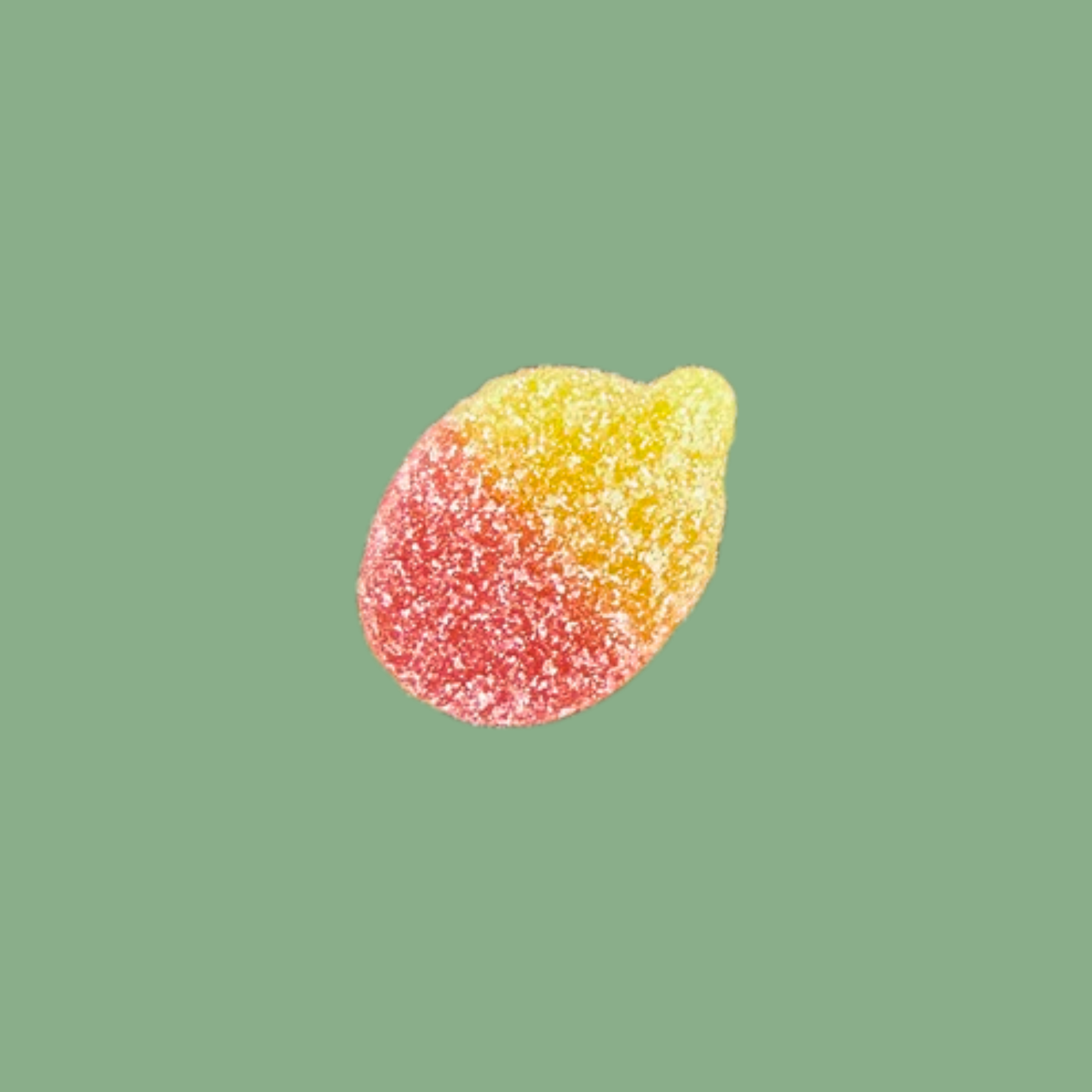 Colorful gummy bear on a green background
