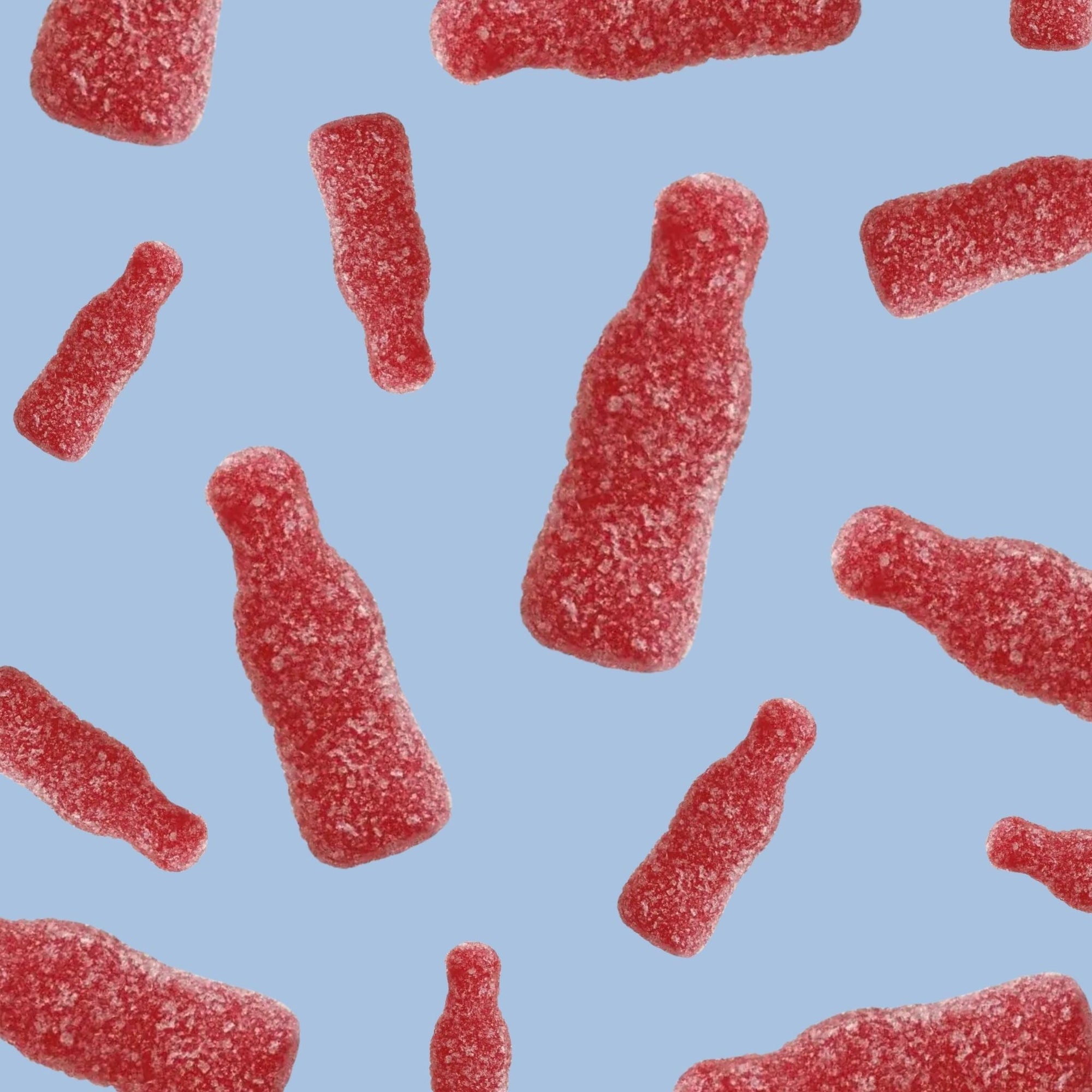 Flat Lay Grahn Sour Raspberry Shots Swedish Pick and Mix Candy