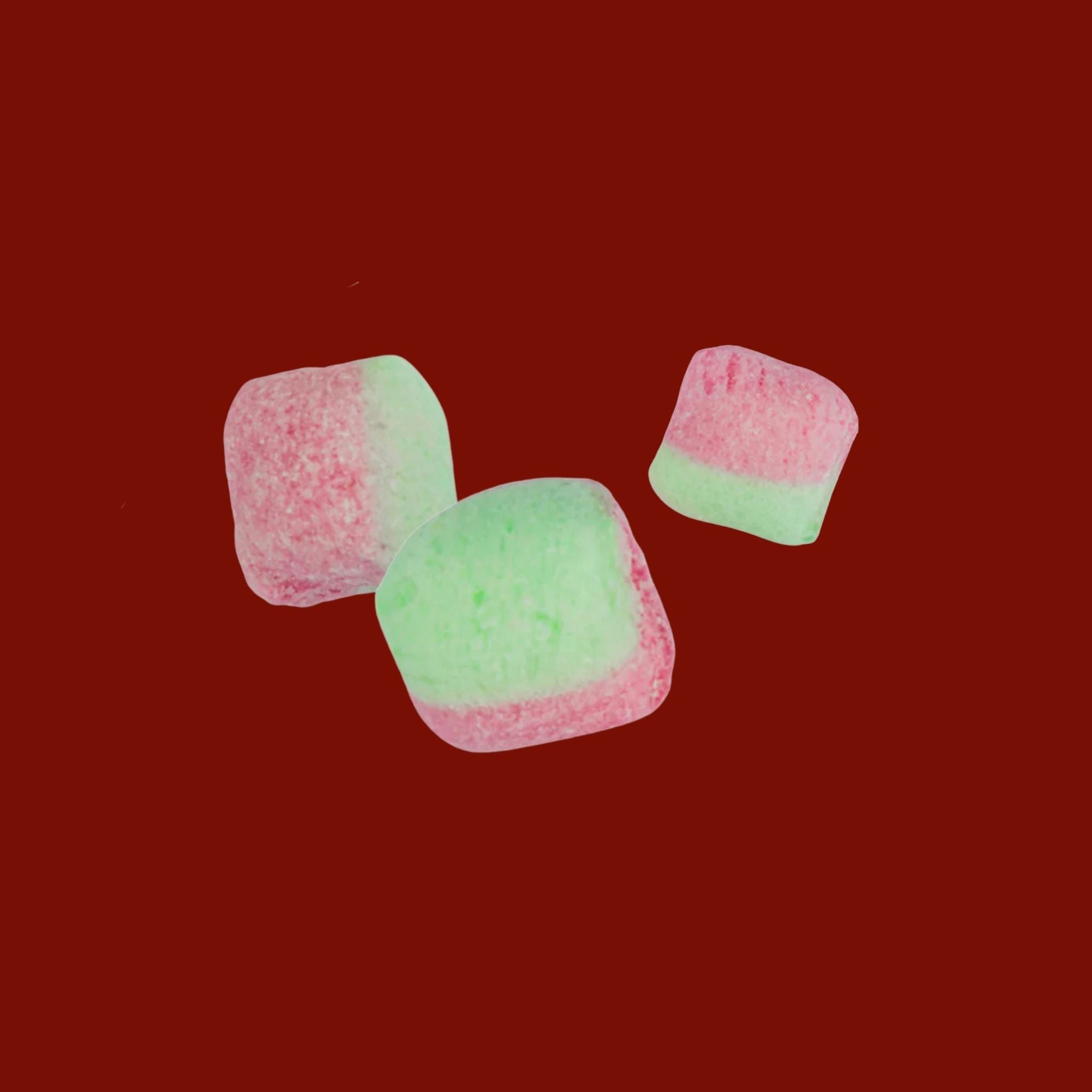 Close up Grahn's Sour Watermelon Chunks Swedish Pick and Mix Candy
