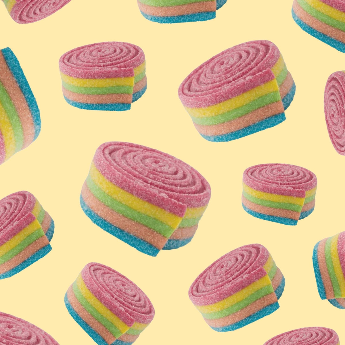 Flat Lay Vidal Rainbow Rolls Swedish Pick and Mix Candy